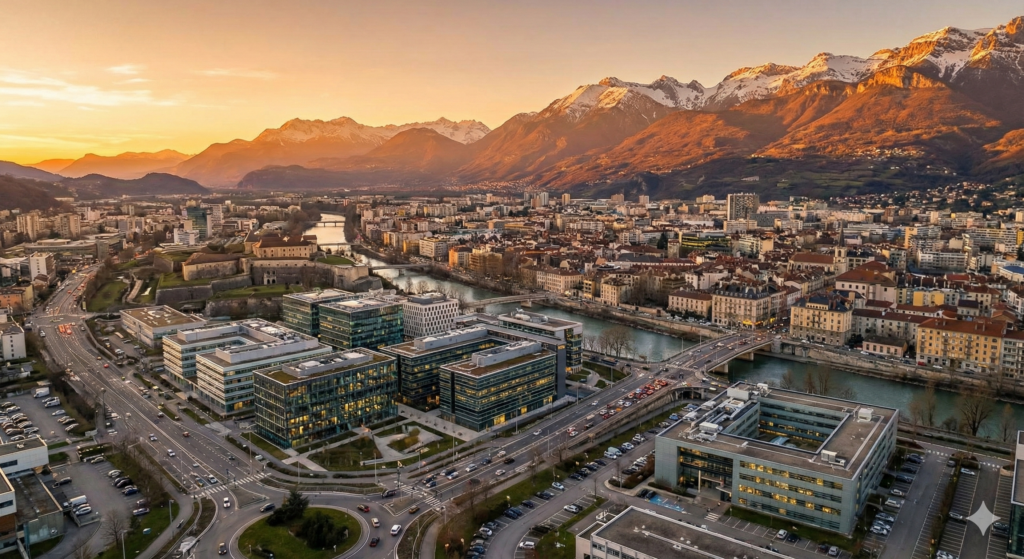 Grenoble vu du ciel (par IA)